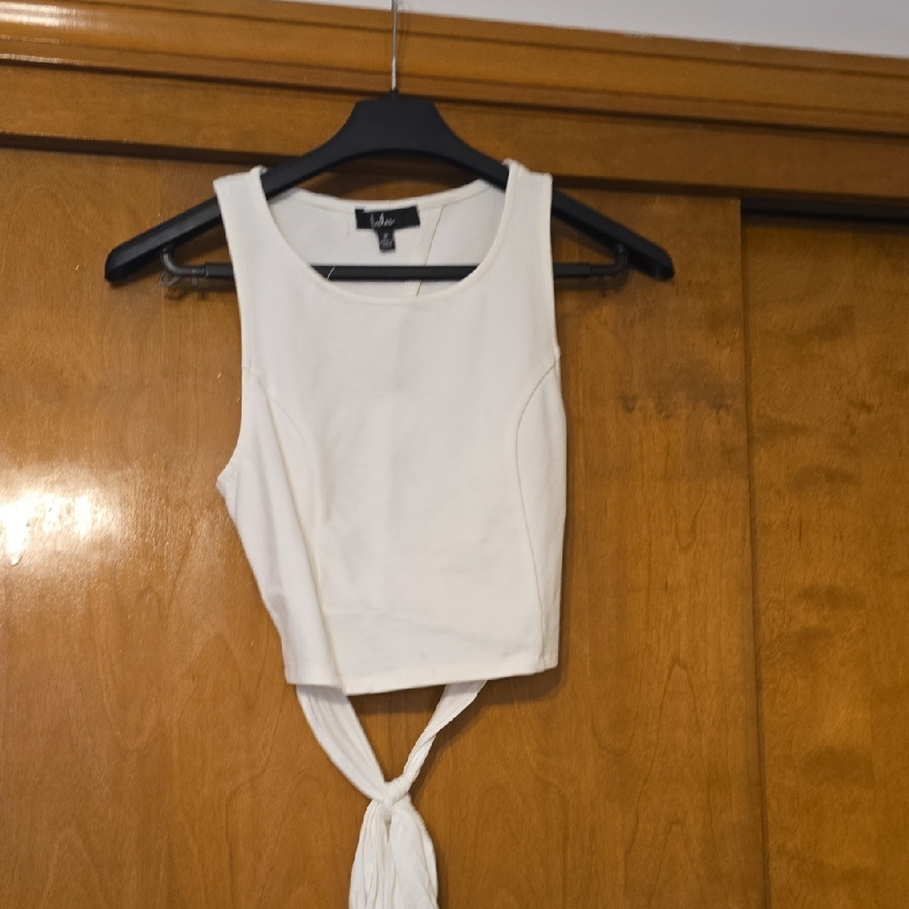 Lulu's White Tie-Front Crop Top